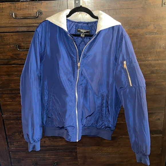 Men’s size Large Forever 21 navy hooded Jacket - Picture 2 of 7